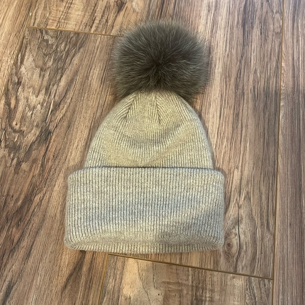 Wool Beanie with Rabbit Fur Fluff